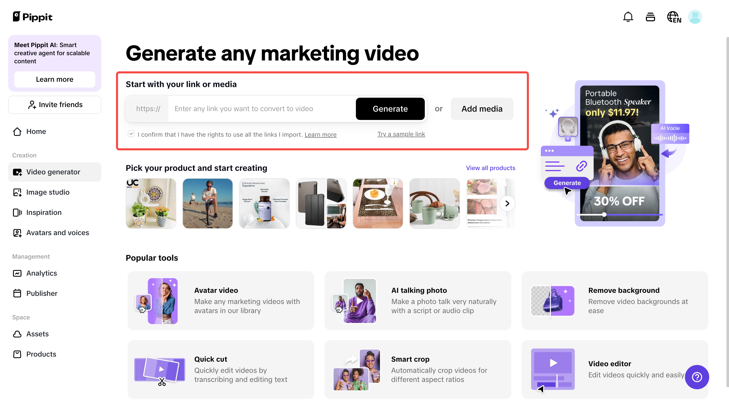 Zum Video Generator navigieren