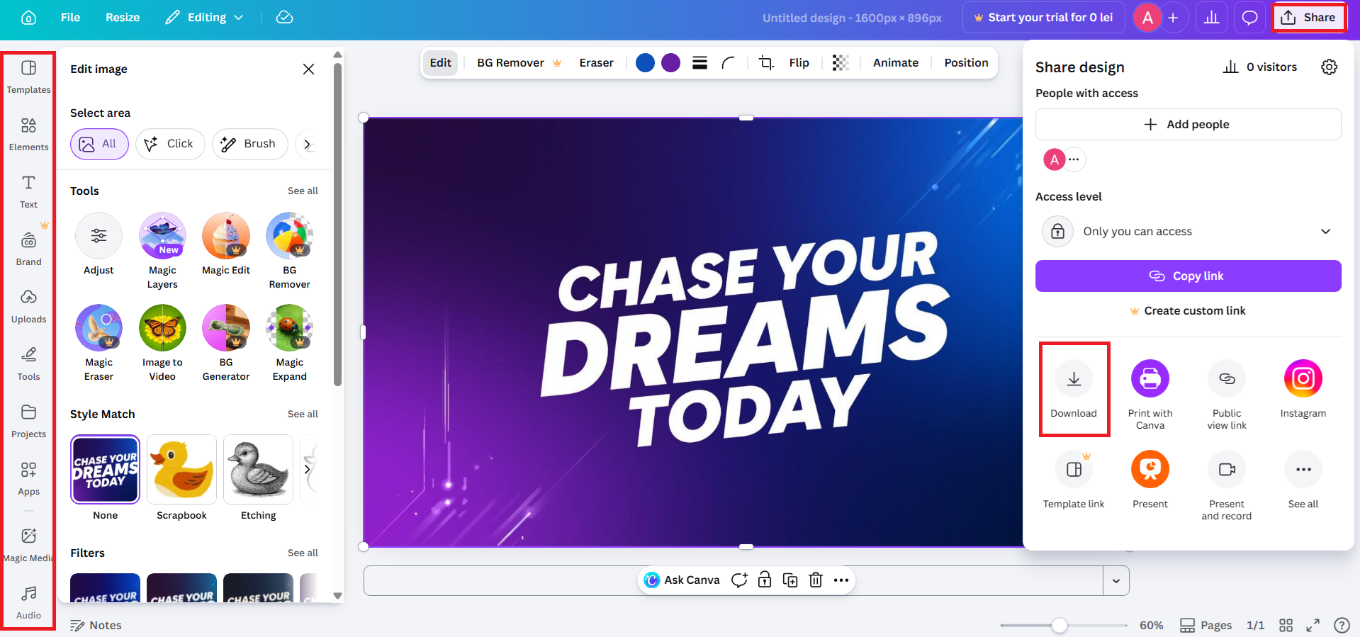 Customize your poster and download