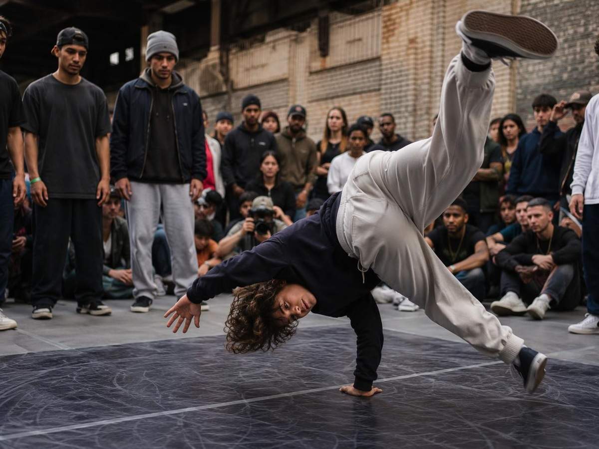 AI breakdance video generator prompt card distinct real photo 3 in 4:3
