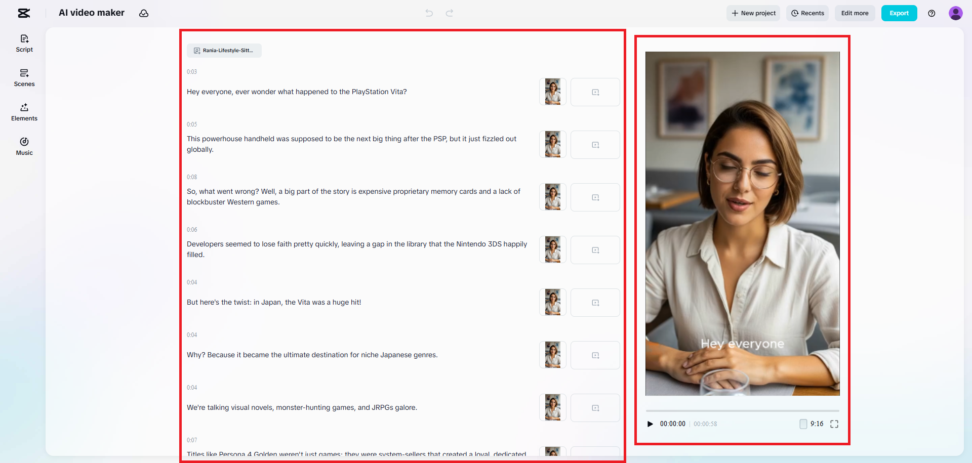 Edit and finalize your script