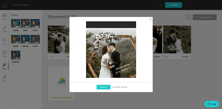 Animoto online wedding anniversary slideshow maker
