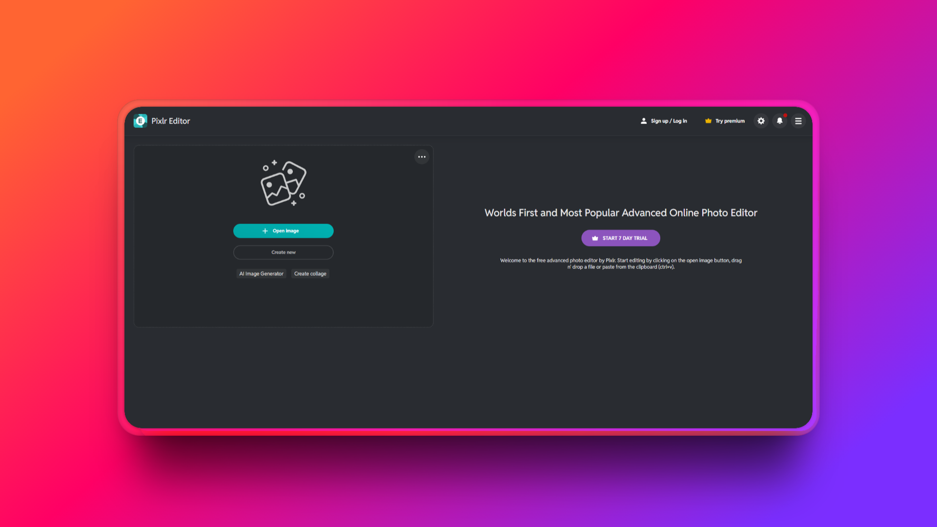 Pixlr's official website