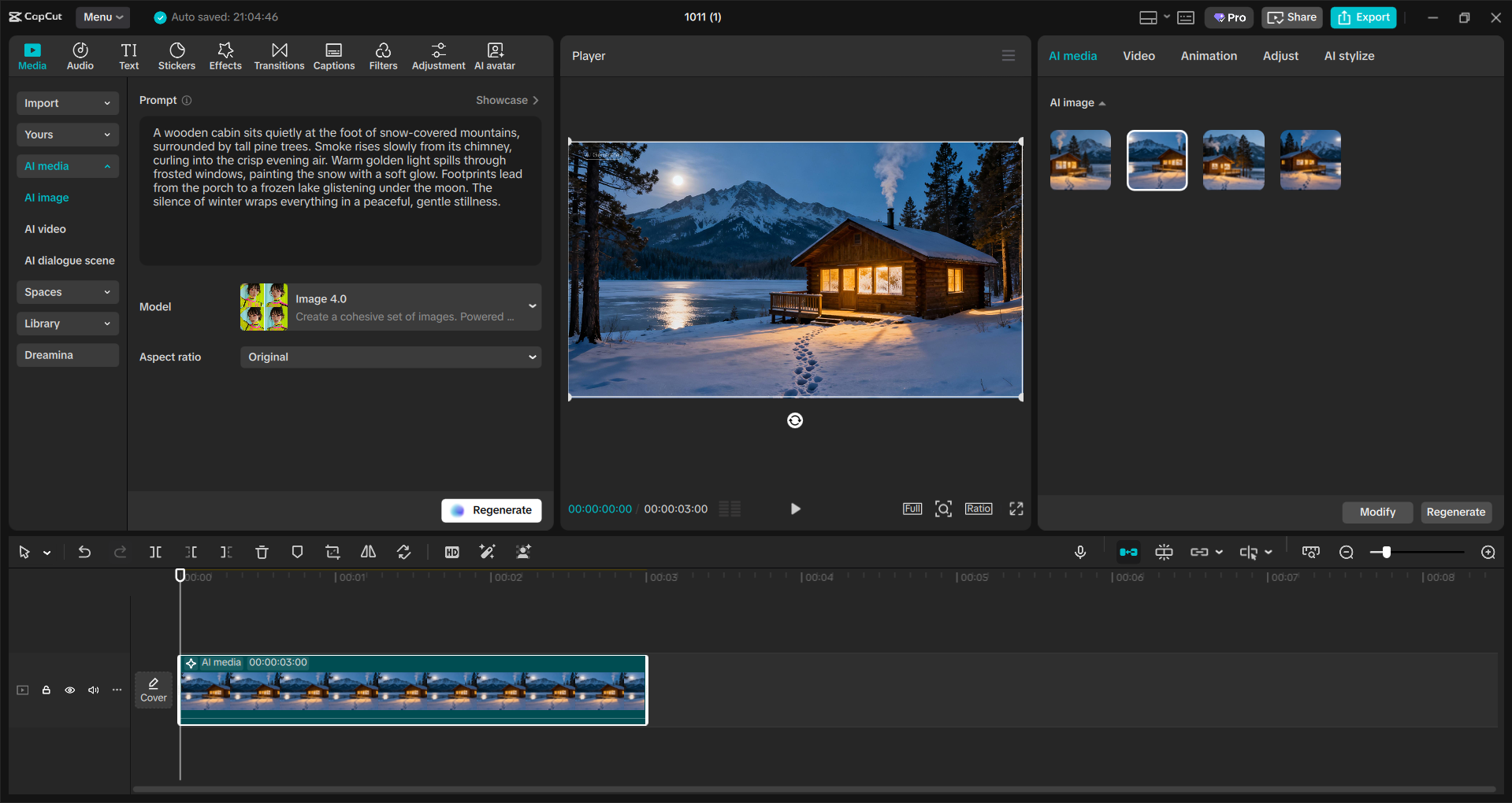 Interface of the CapCut desktop video editor - another tool for AI image generation