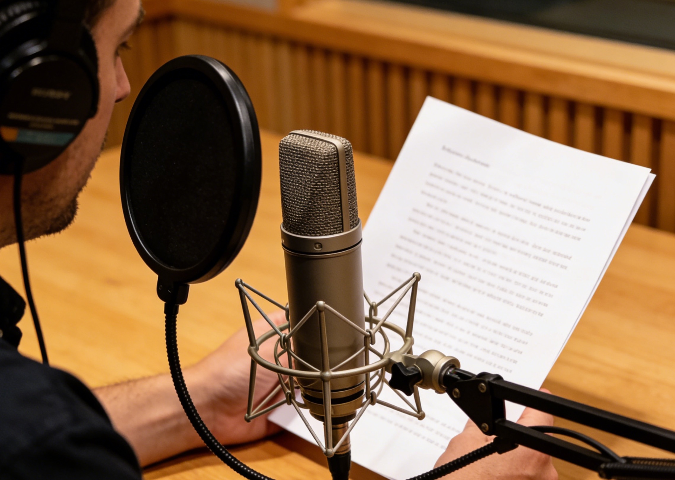 Bir seslendirme sanatçısının stüdyo kalitesinde ses kaydı