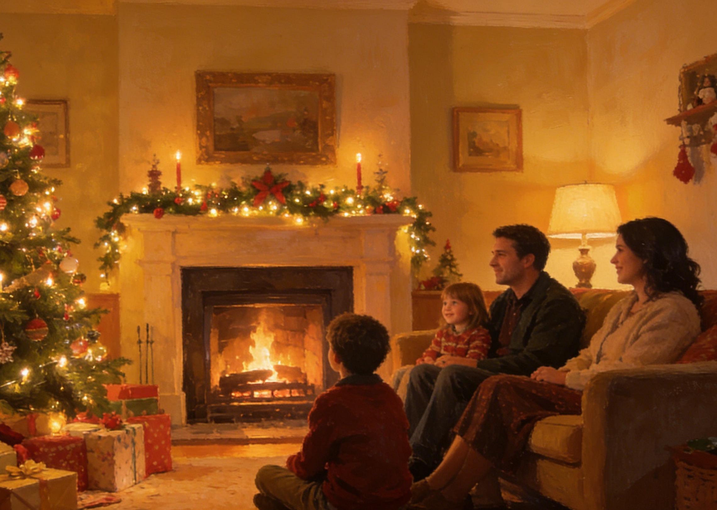 Οικογένεια γιορτάζει τα Χριστούγεννα