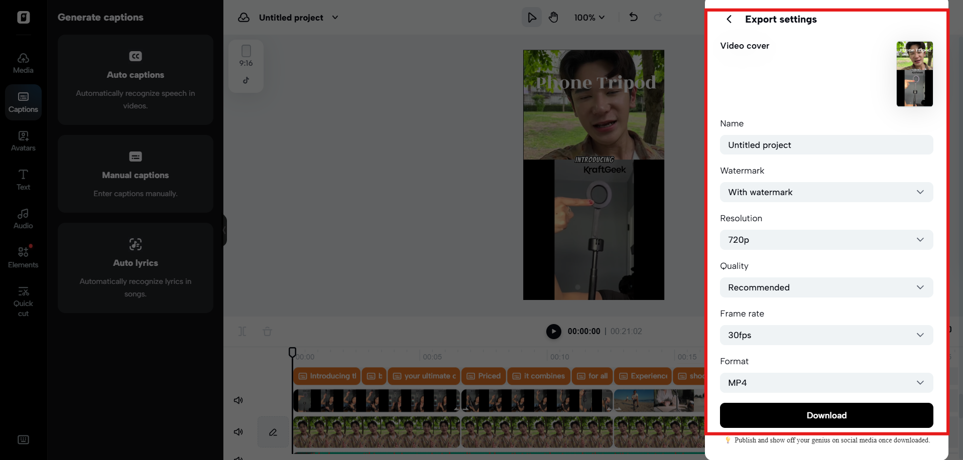 Export your video
