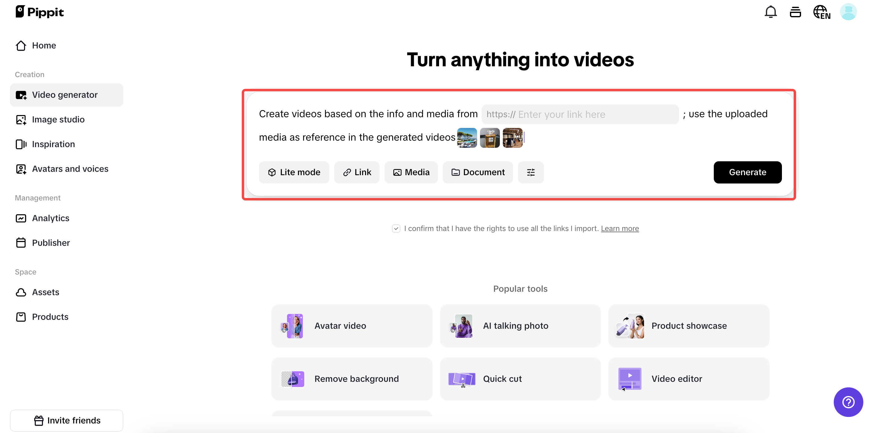 One-click generated shoppable videos