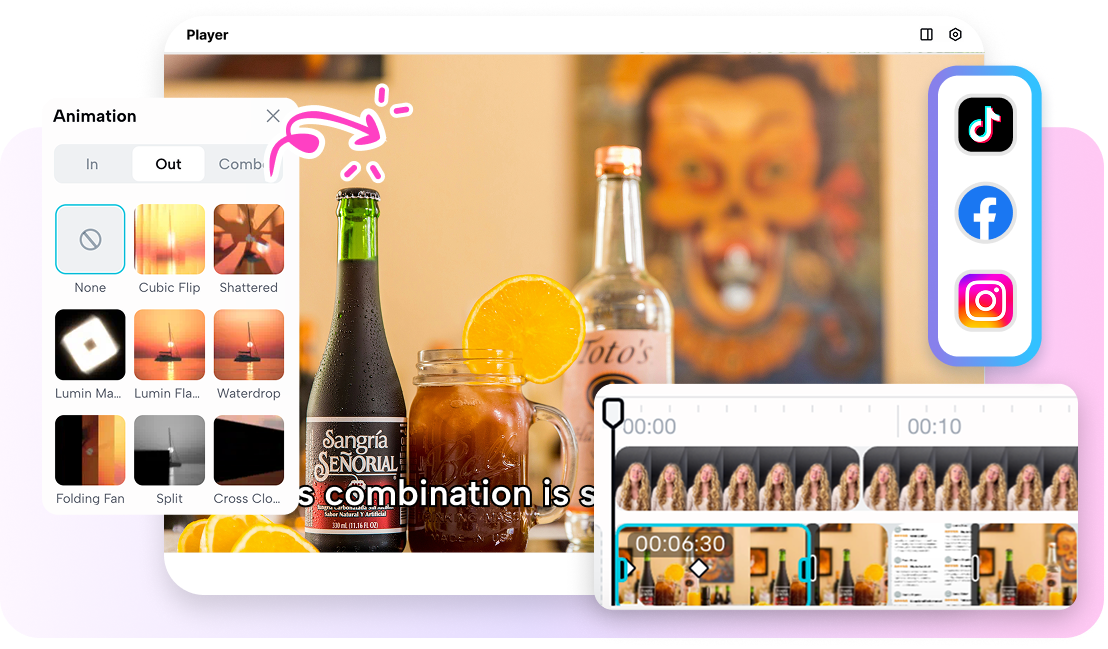 Erweiterte Bearbeitungstools, um Fotos in Videos zu verwandeln.