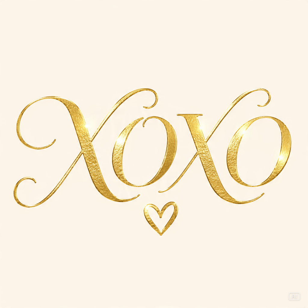 Elegant gold foil XOXO clipart generated by Pippit