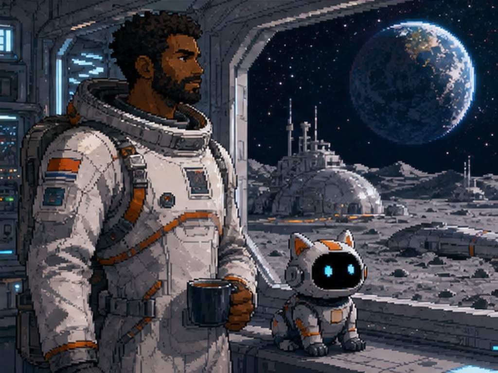 AI Pixel Avatar Prompts esempio di prompt 6 - Pixel explorer e pet