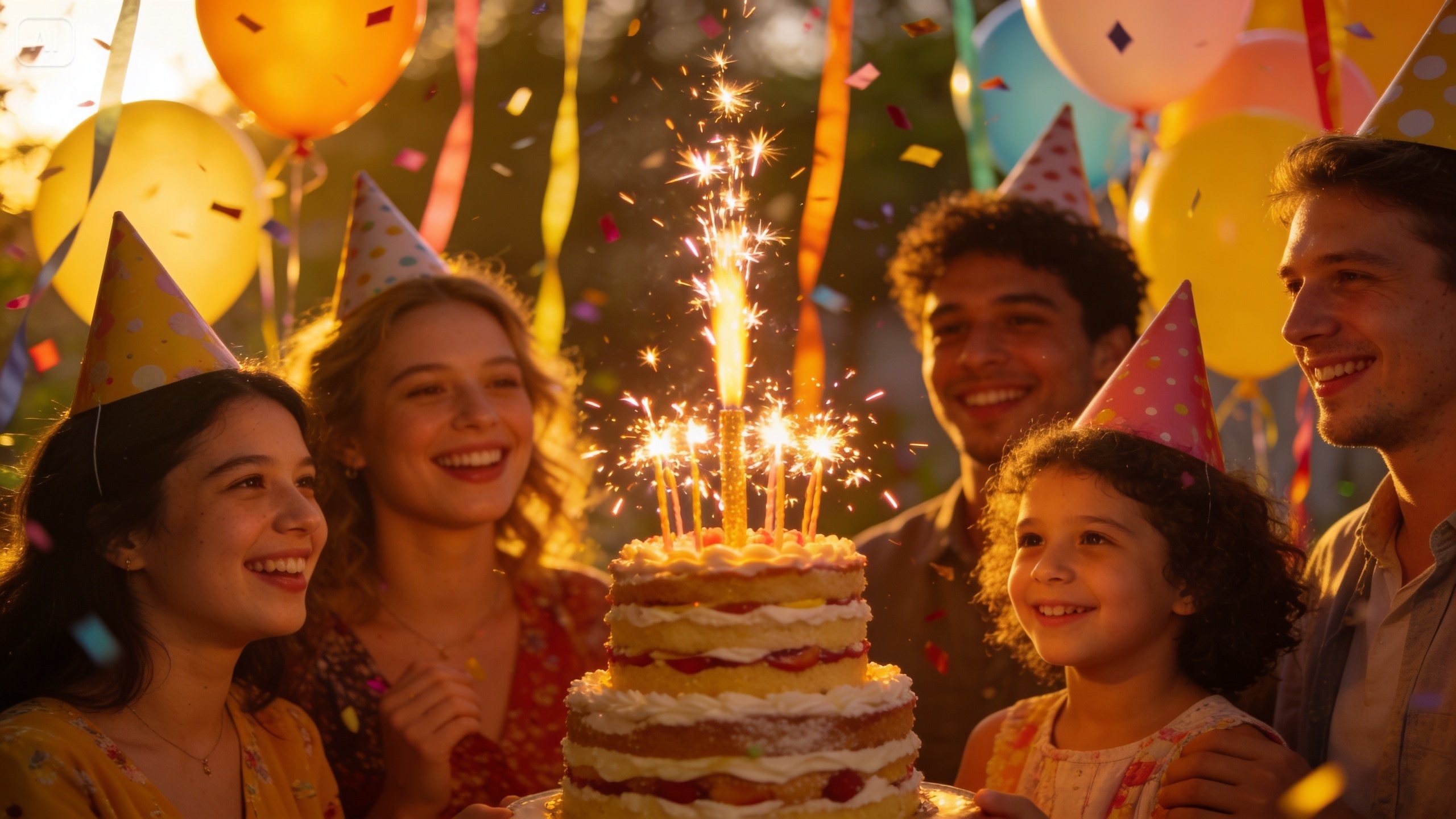 グループの誕生日の写真のプロンプト