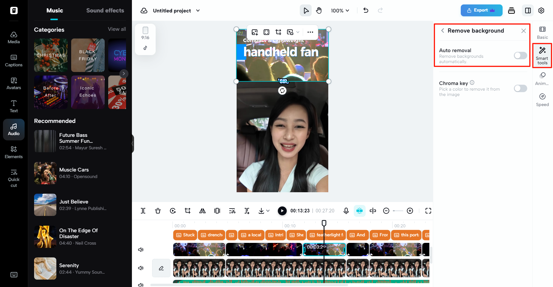Remove video background automatically