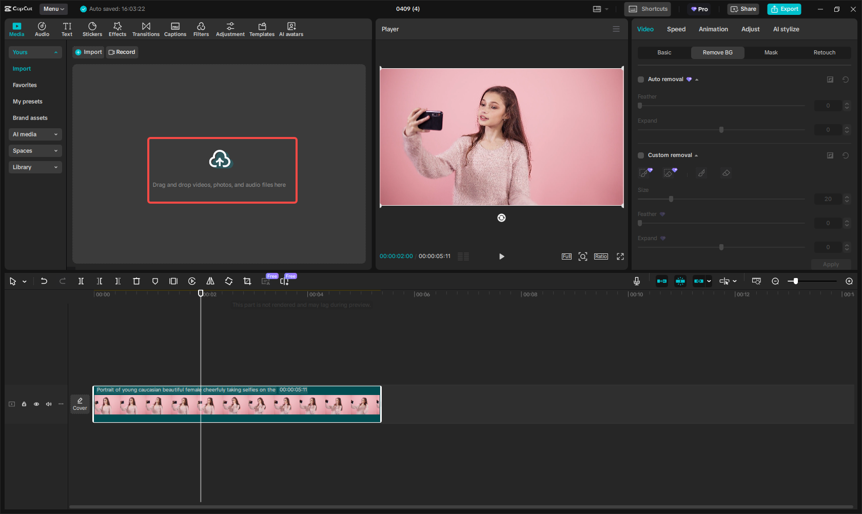 Importing the video to CapCut