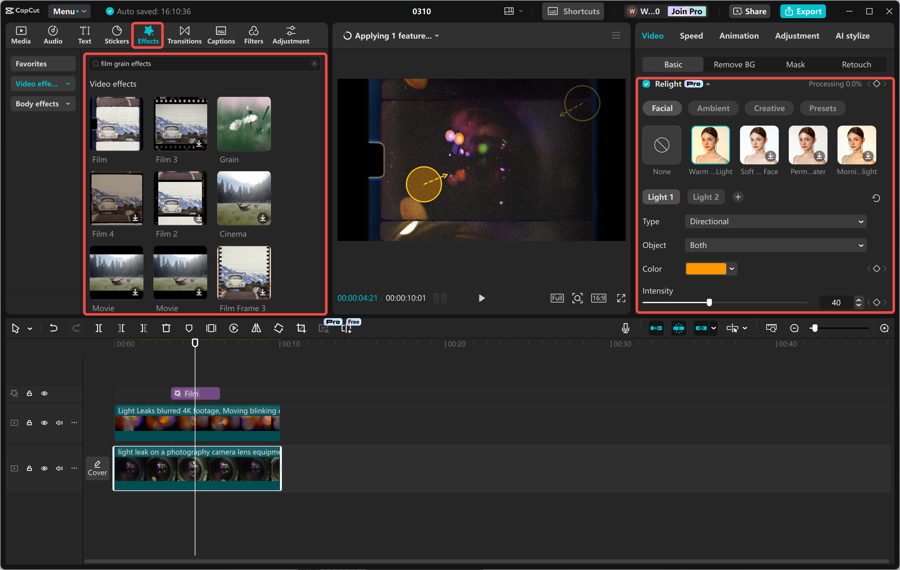 デスクトップビデオエディタでCapCut効果を適用する