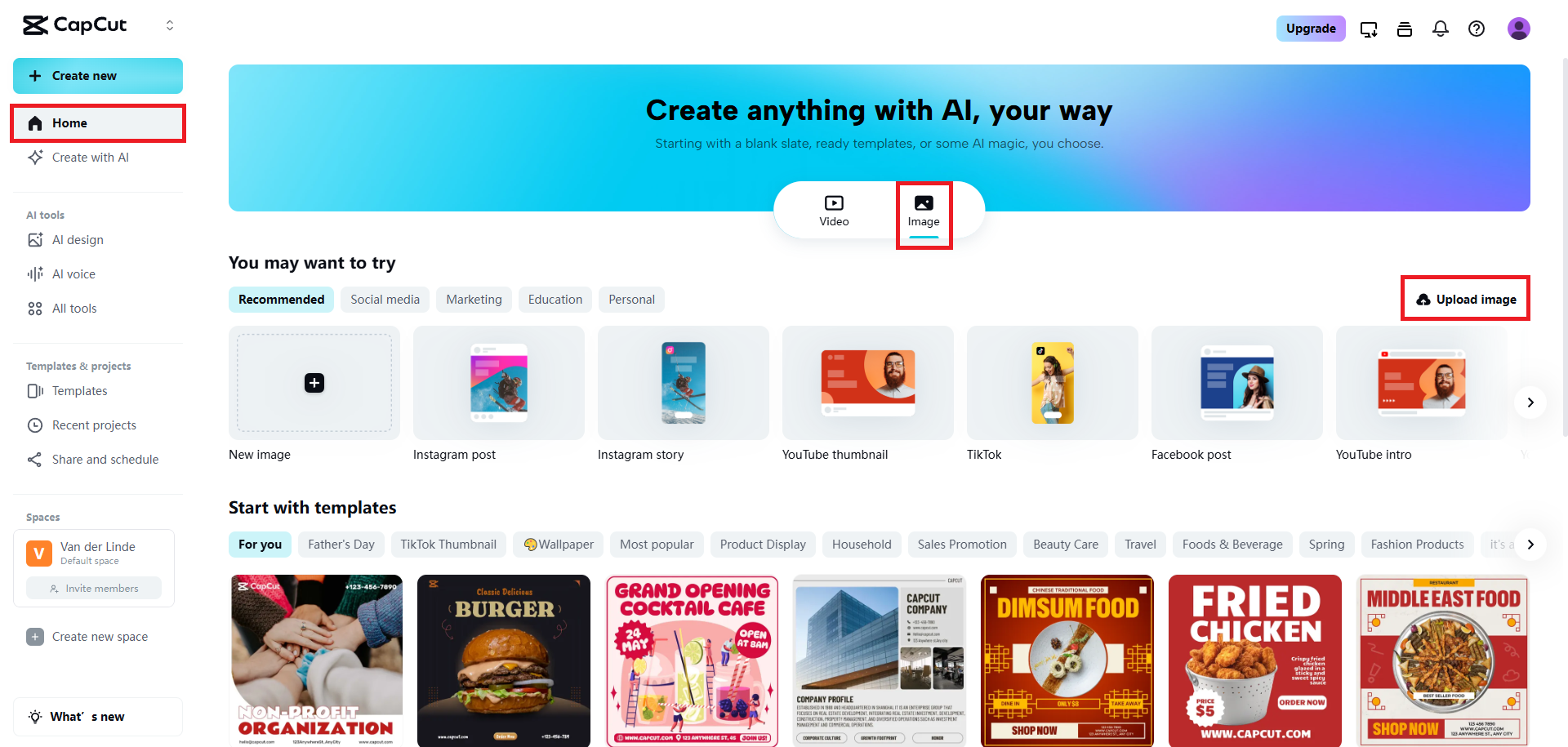 Upload your image to CapCut Web