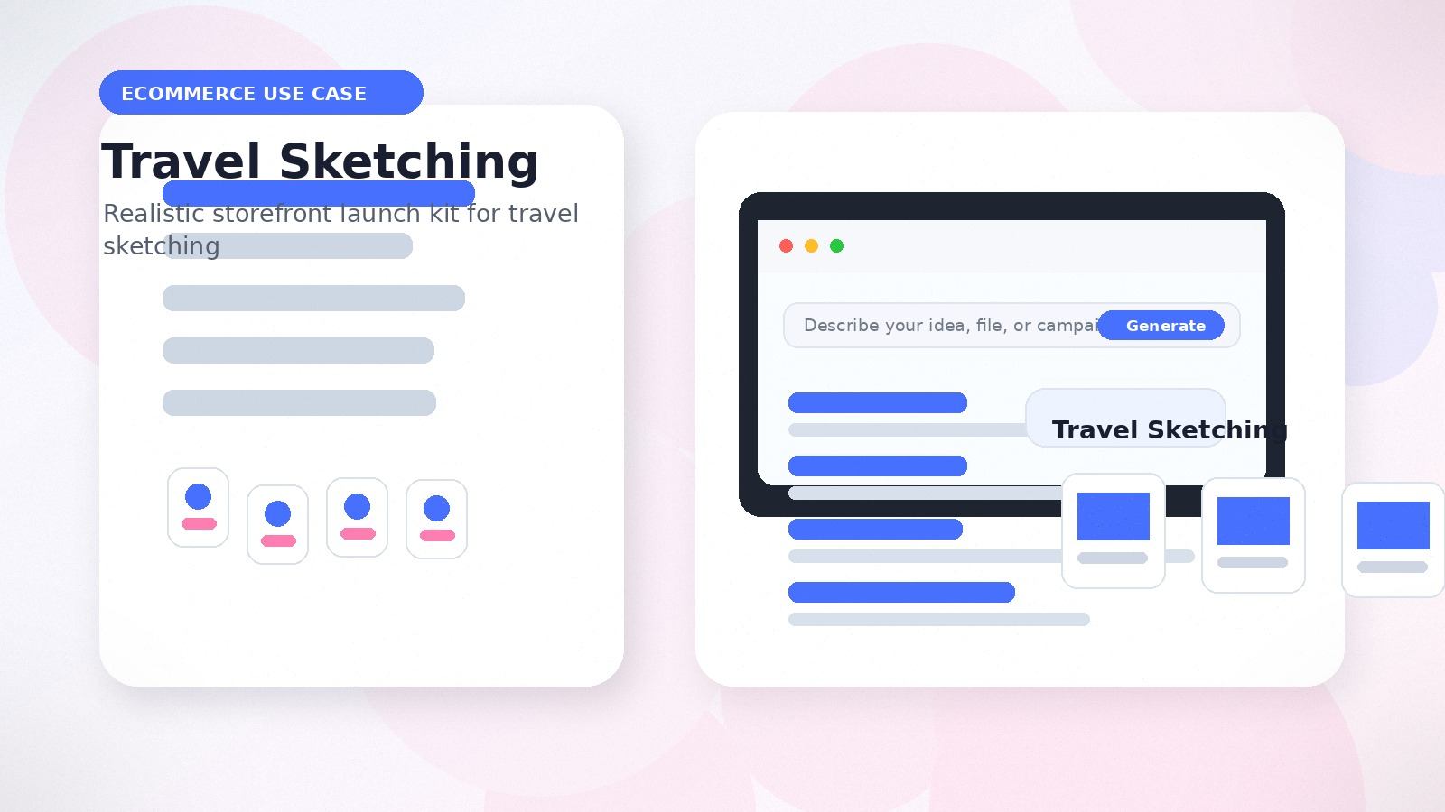 Travel Sketching realistic ecommerce use case visual for travel sketching