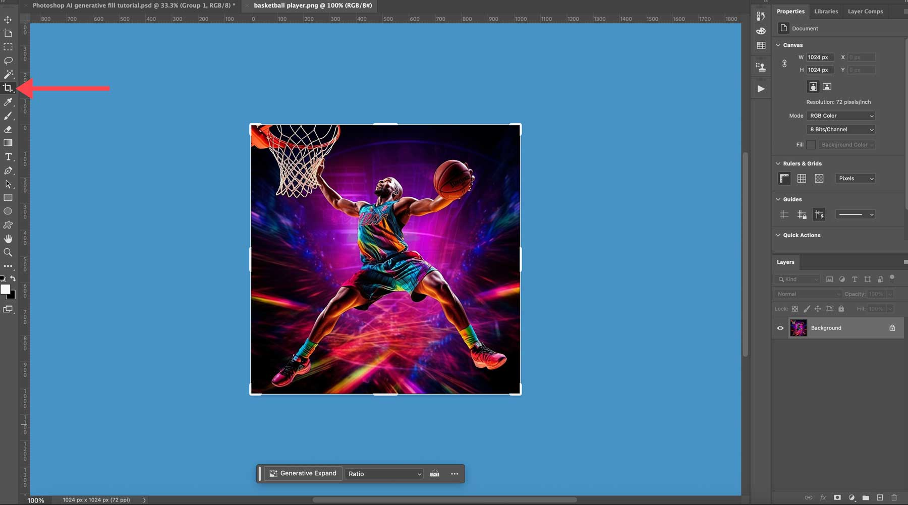 Select the crop tool.
