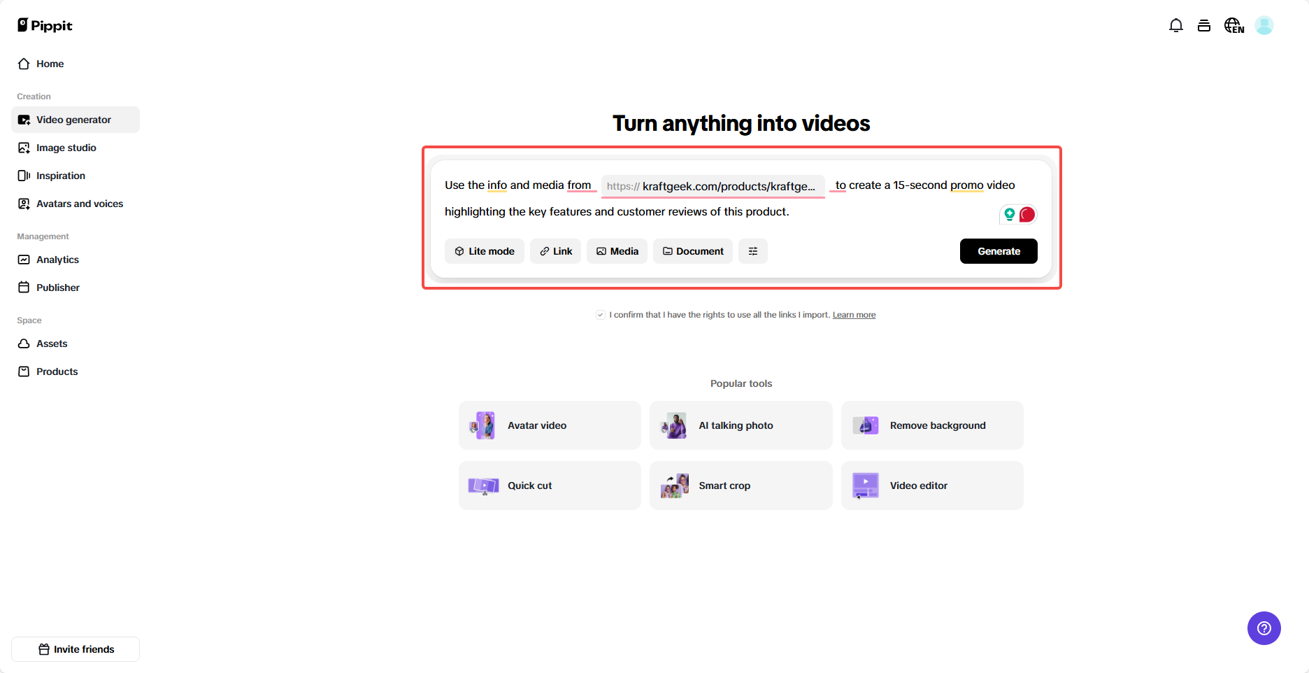 Quick video creation