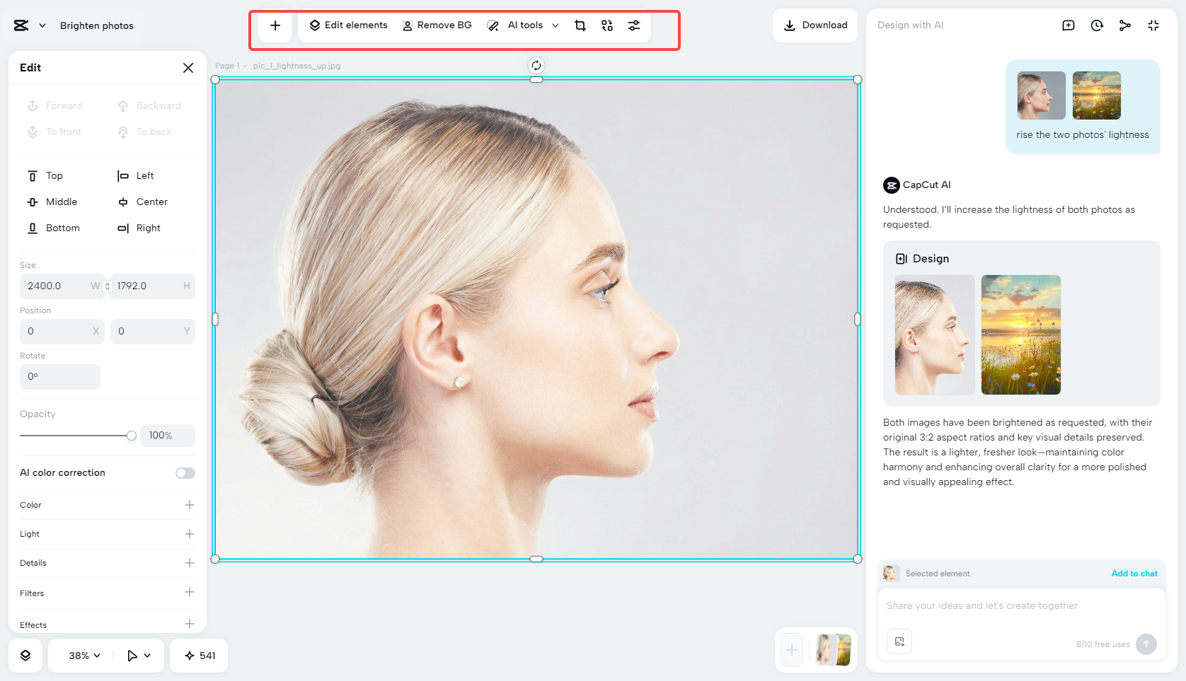 Edit both photos with rich features