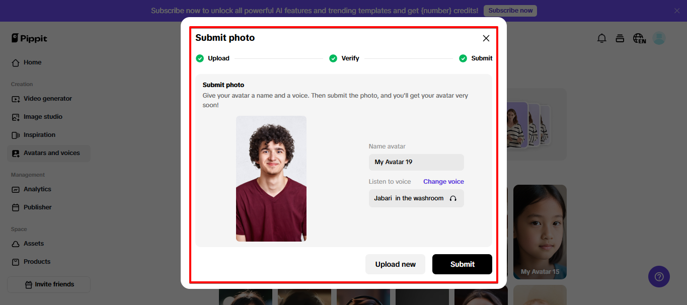 Customizing digital influencer in Pippit