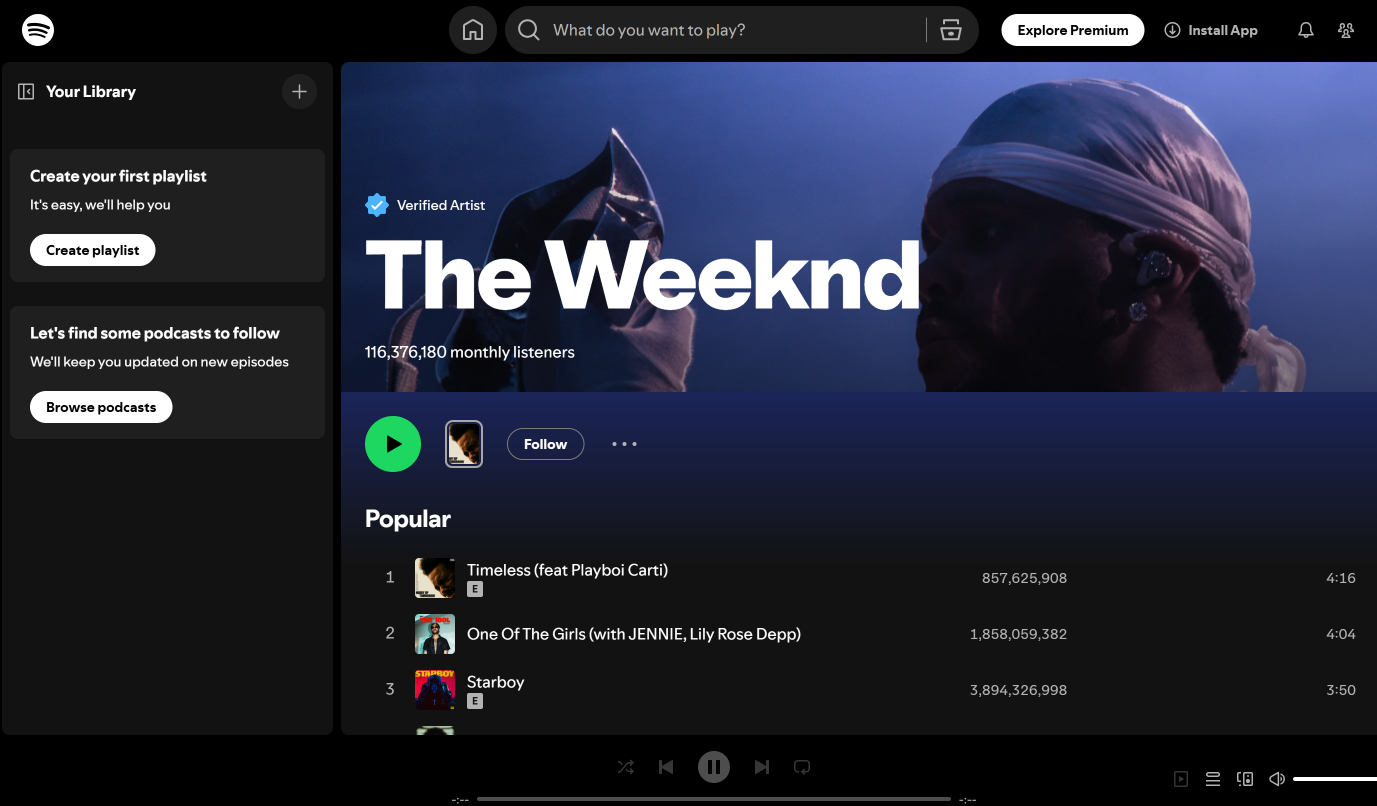 The Weeknd - mest streamade artisten på Spotify känd för popljud