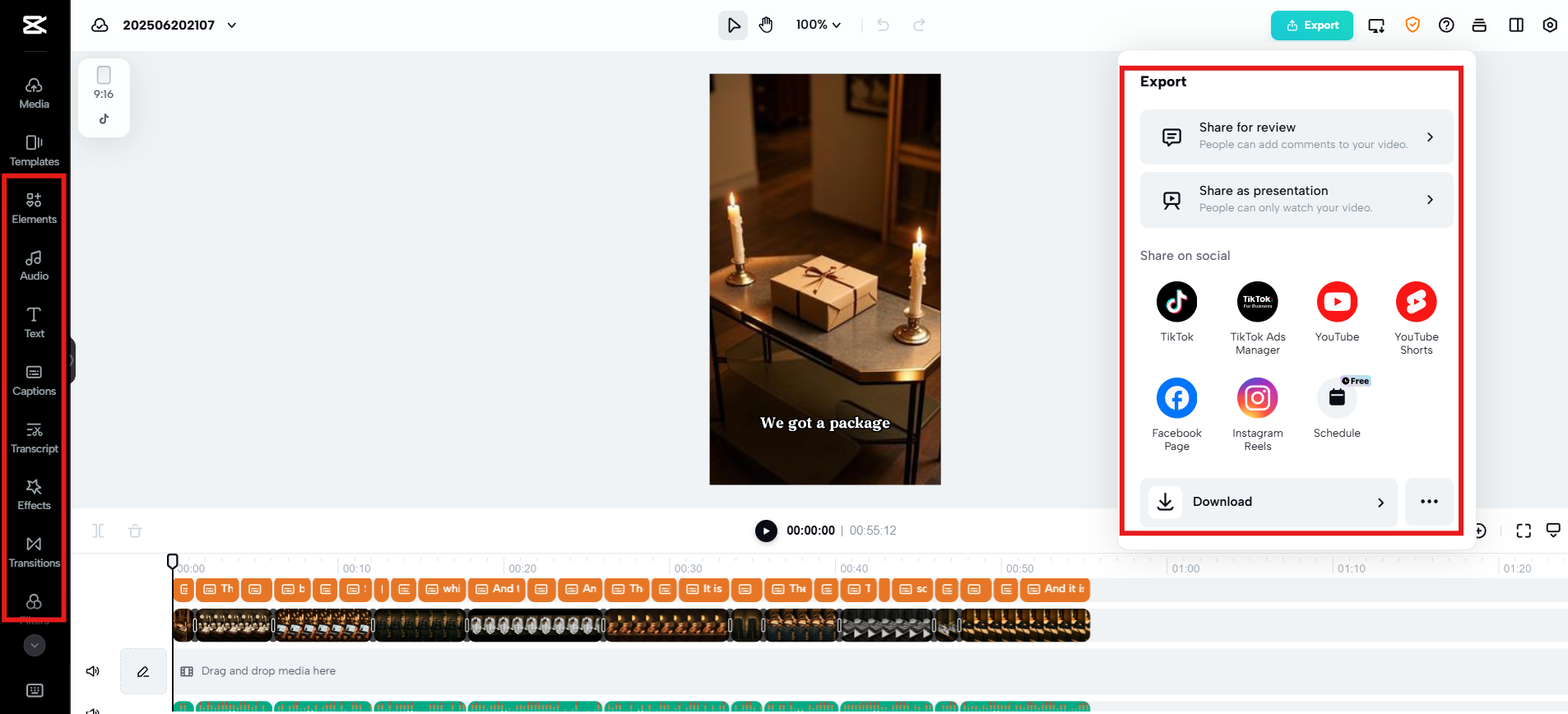 Export and share