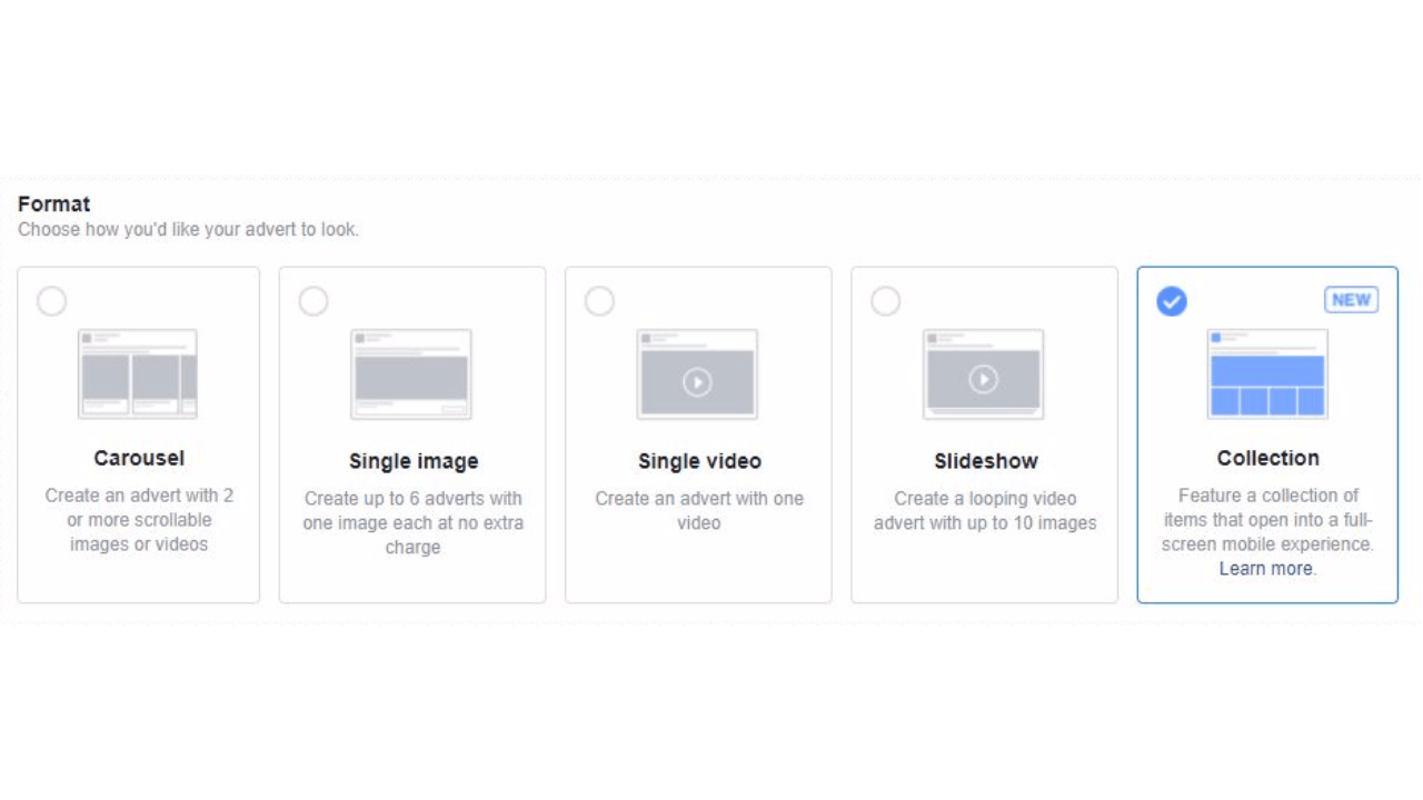 Facebook collection ad size