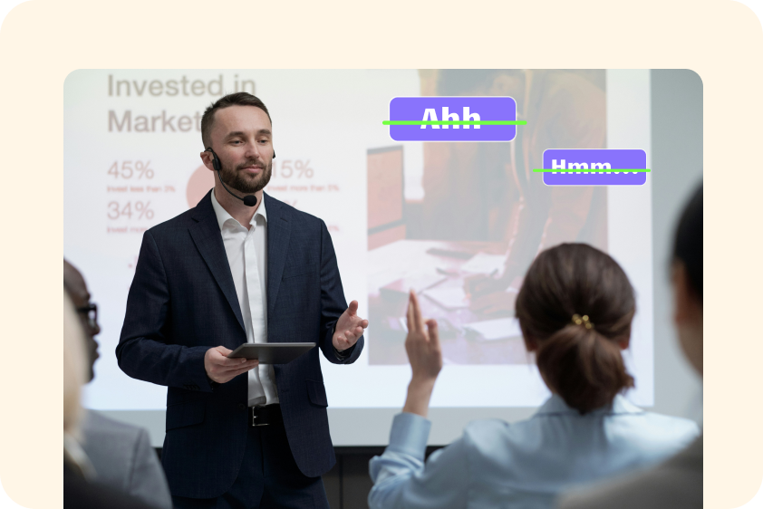 Remove filler words in marketing videos