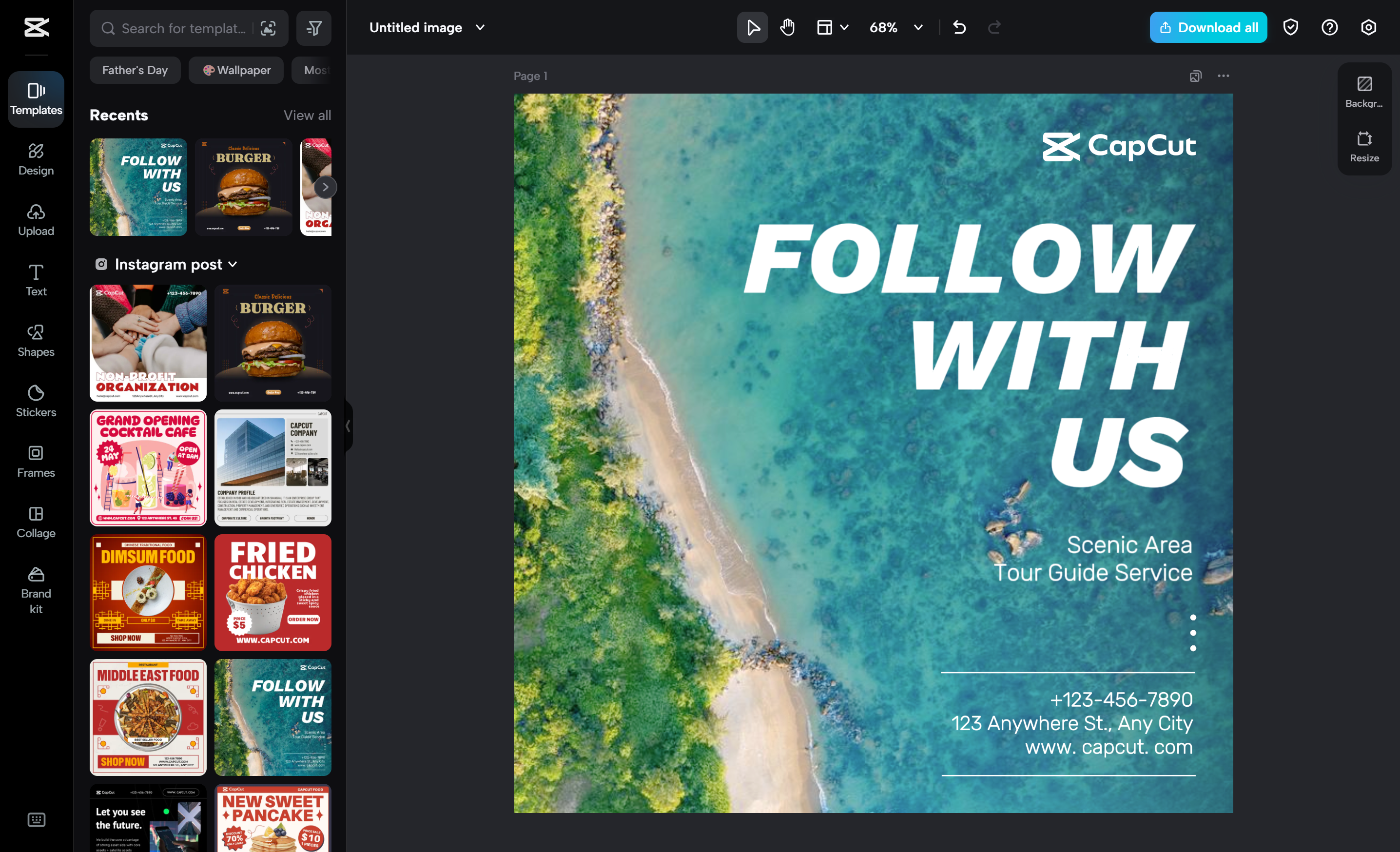 CapCut desktop photo editor interface