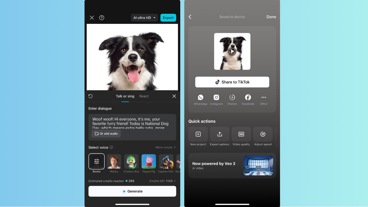 Sprechende Hundanimation generieren