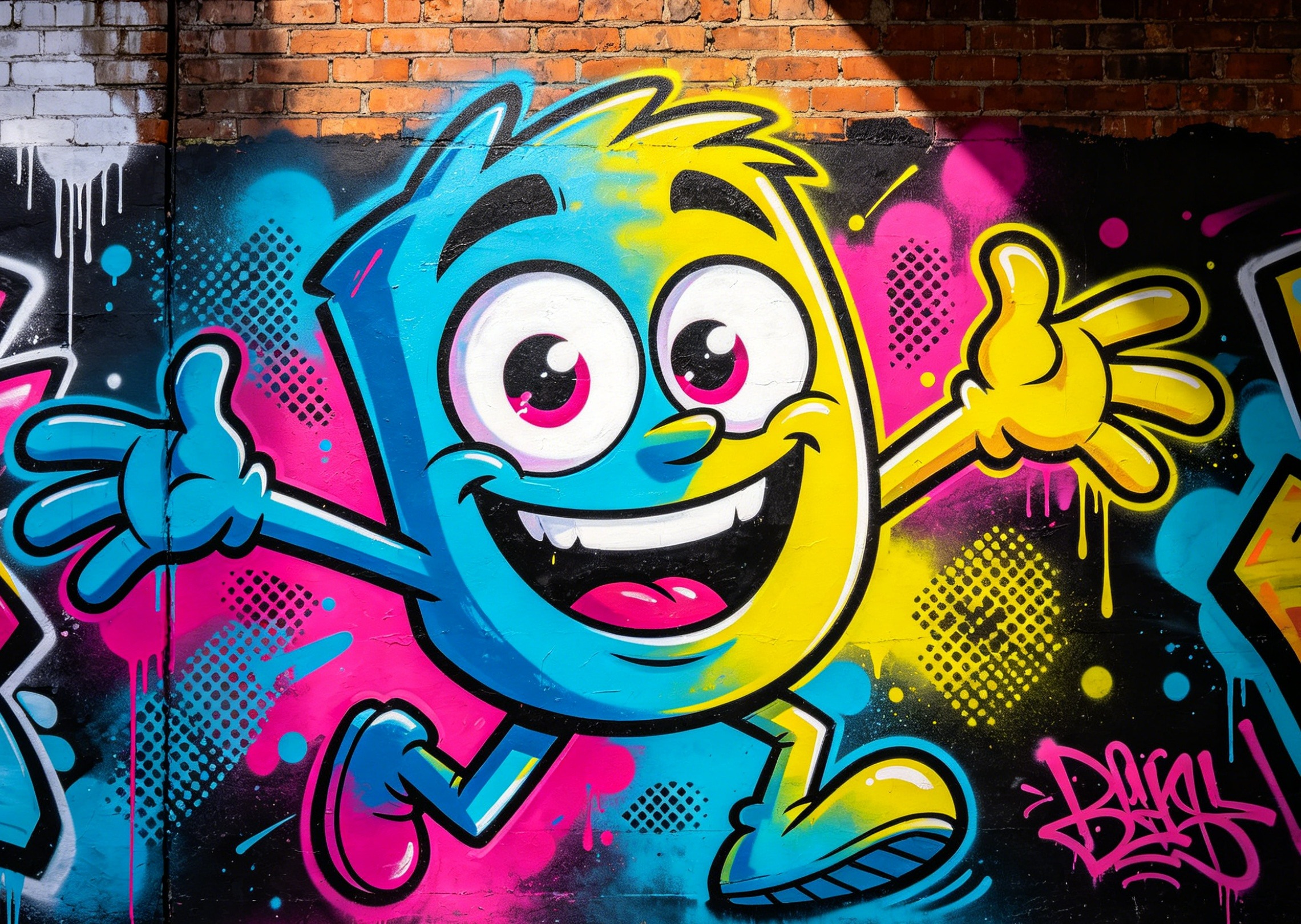 Create a graffiti character design with cartoon-style features