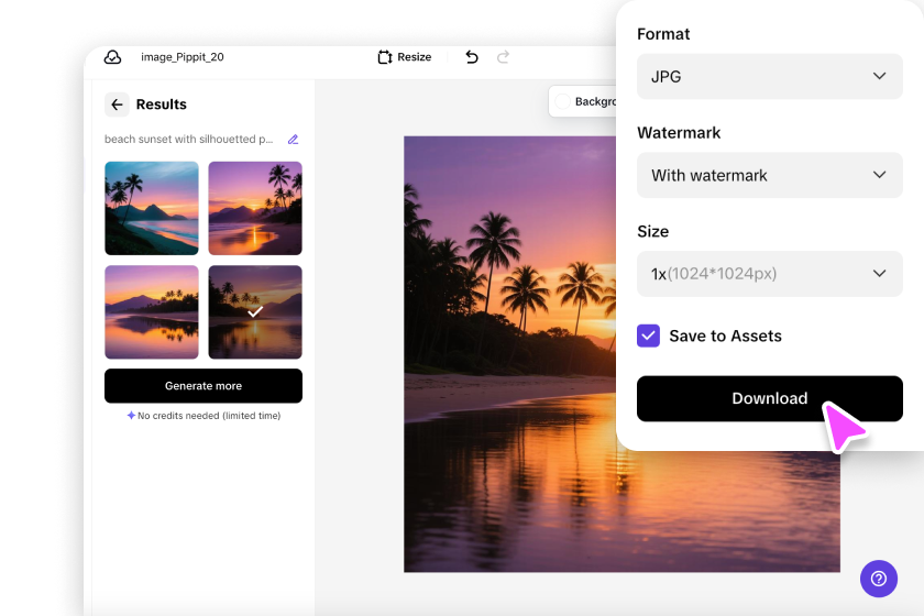 Export your sunset image