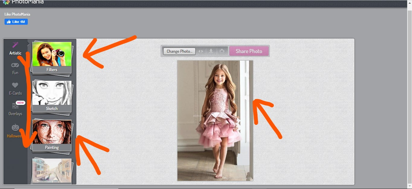 Interface of PhotoMania - another tool with funny photo filters