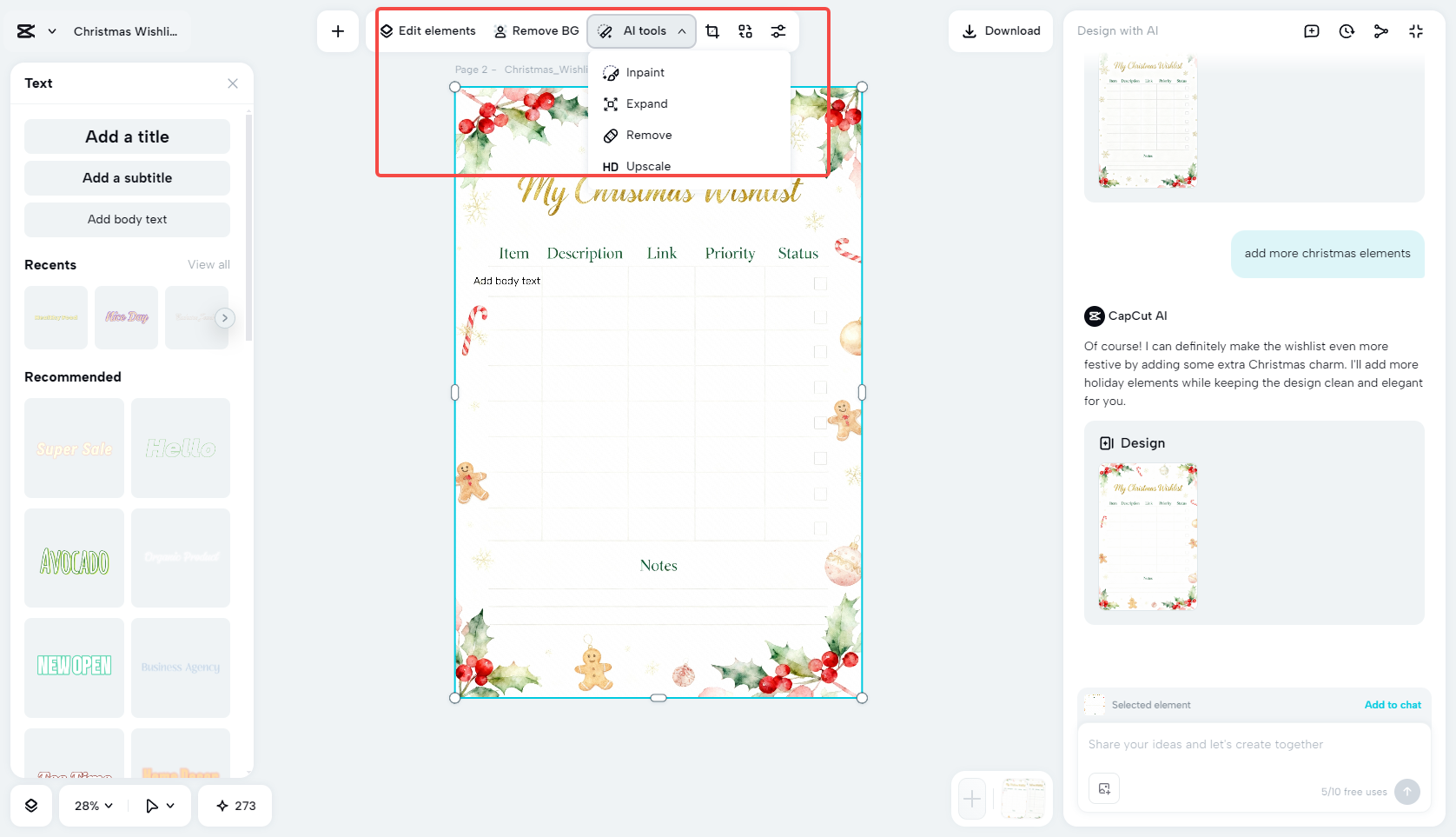 Using AI-powered tools in CapCut