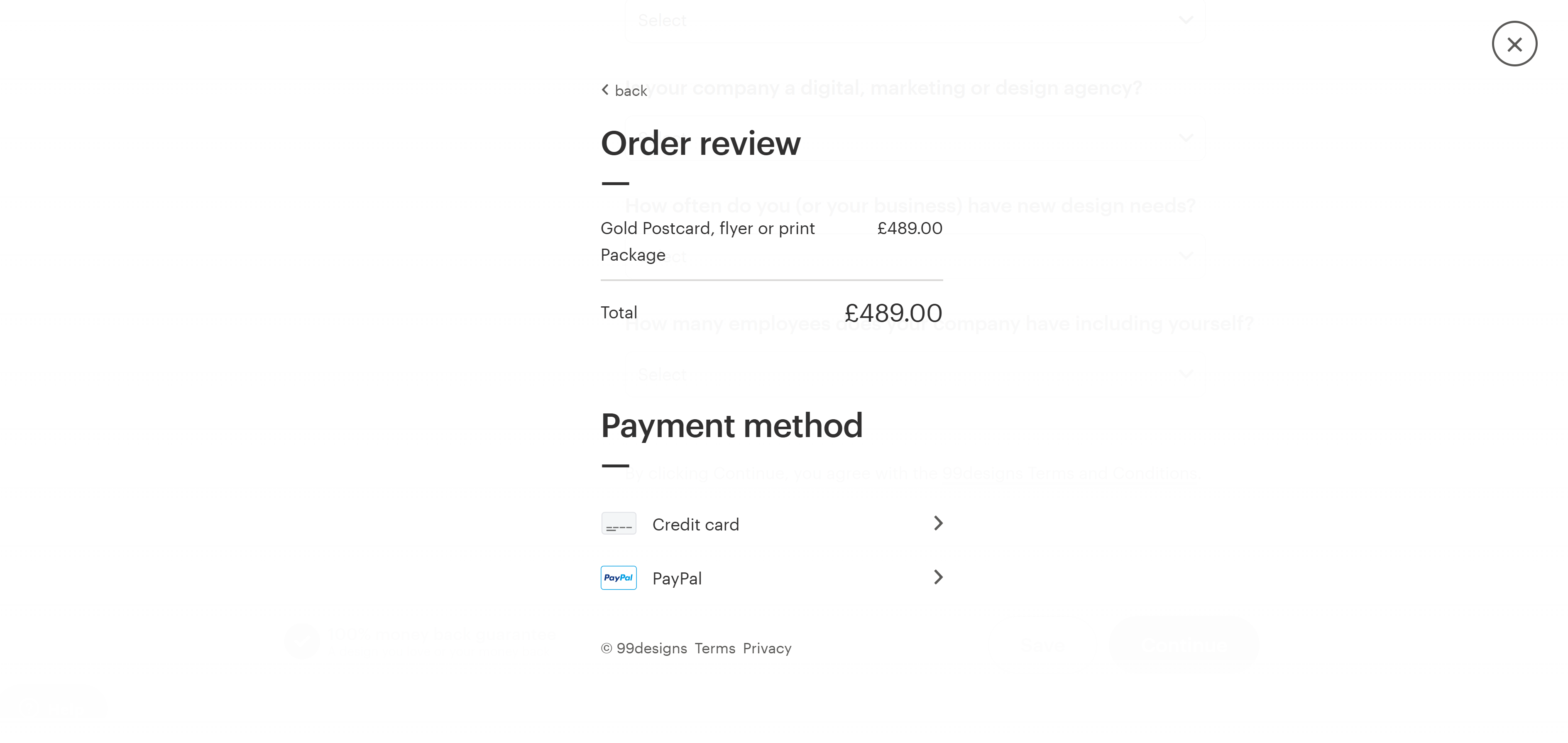 99designs: Place your order