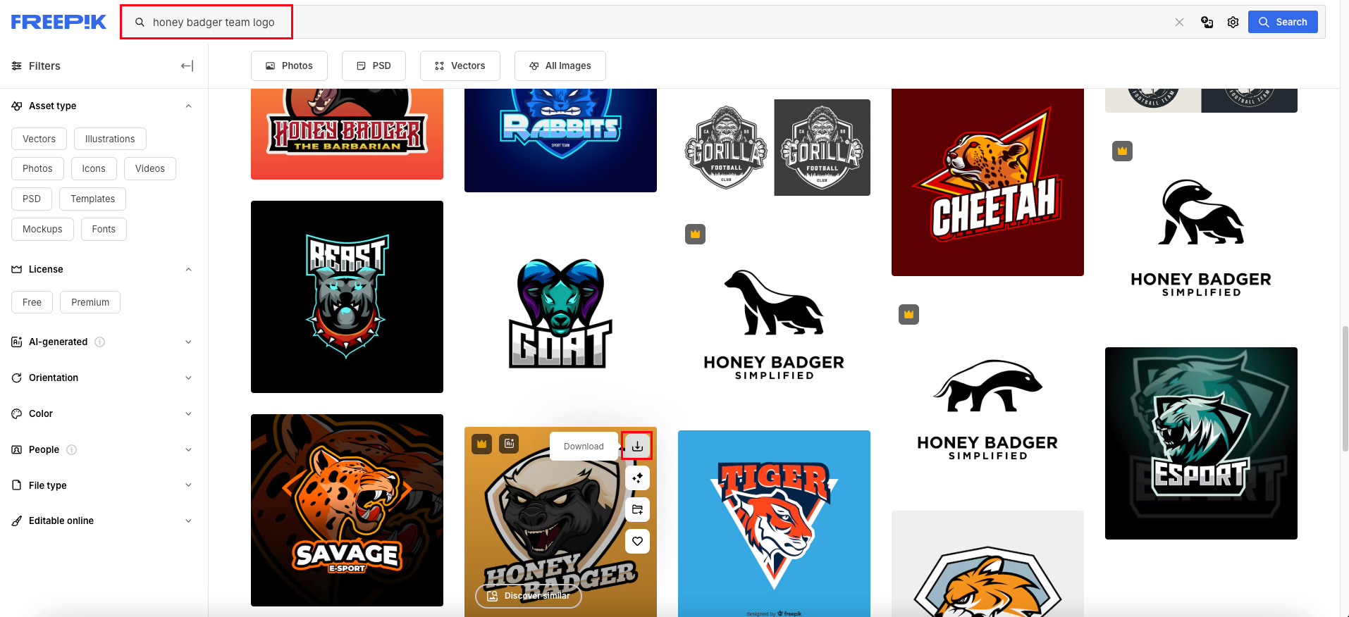 Choose honey badger logo design image