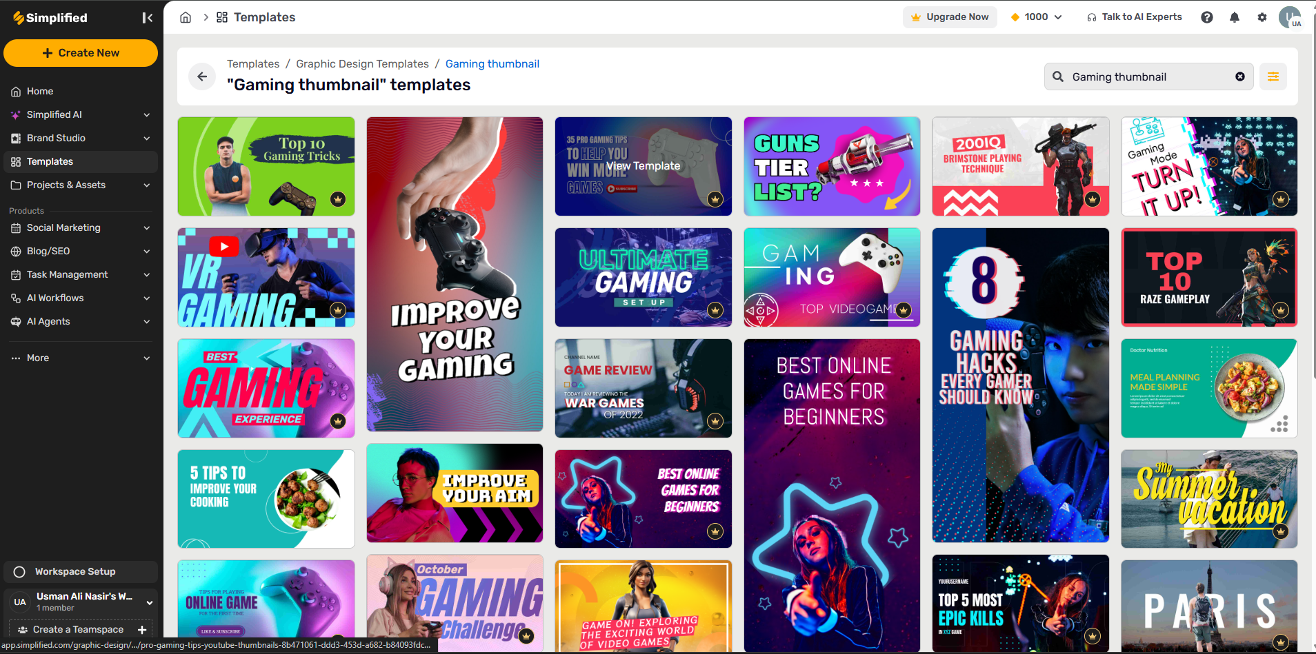 Interface of Simplified - an online tool to edit gaming thumbnails