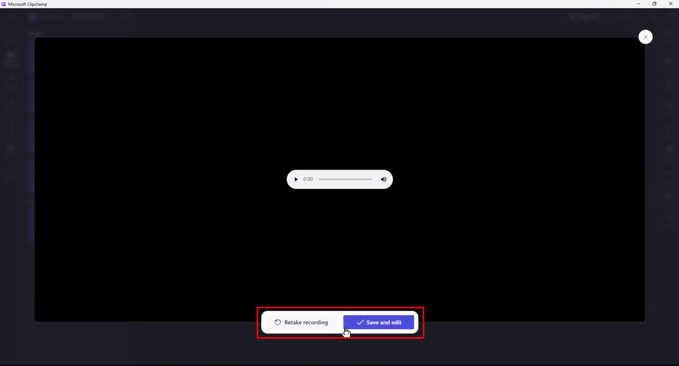 Saving the audio in the Clipchamp screen recorder