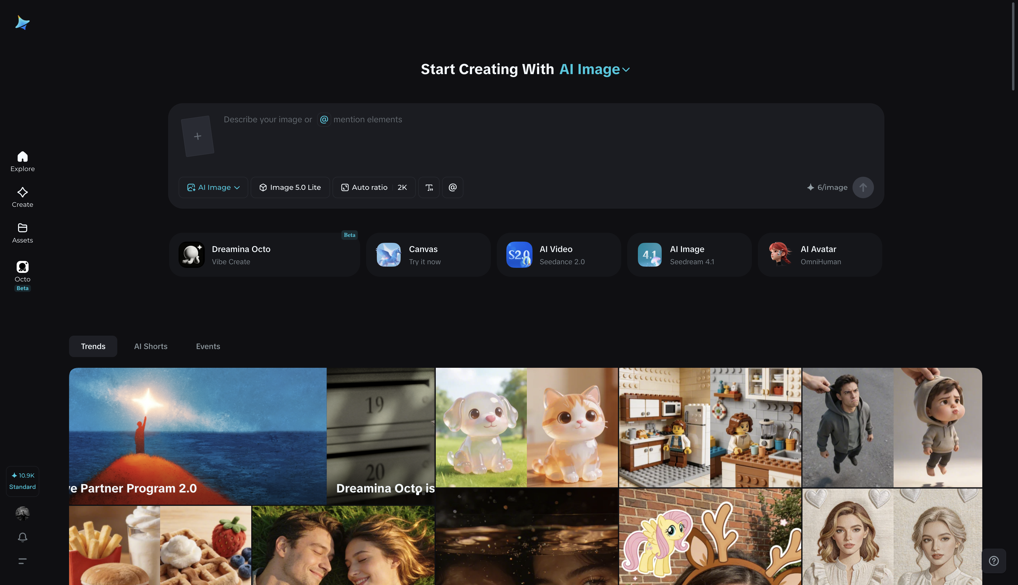 Homepage ng Dreamina