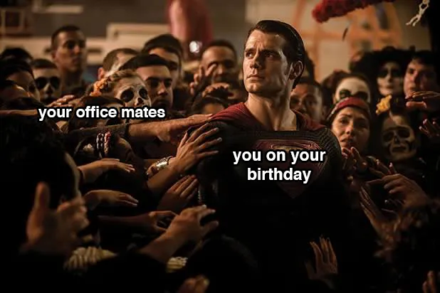 Imagen que muestra un meme de feliz cumpleaños para compañeros de trabajo