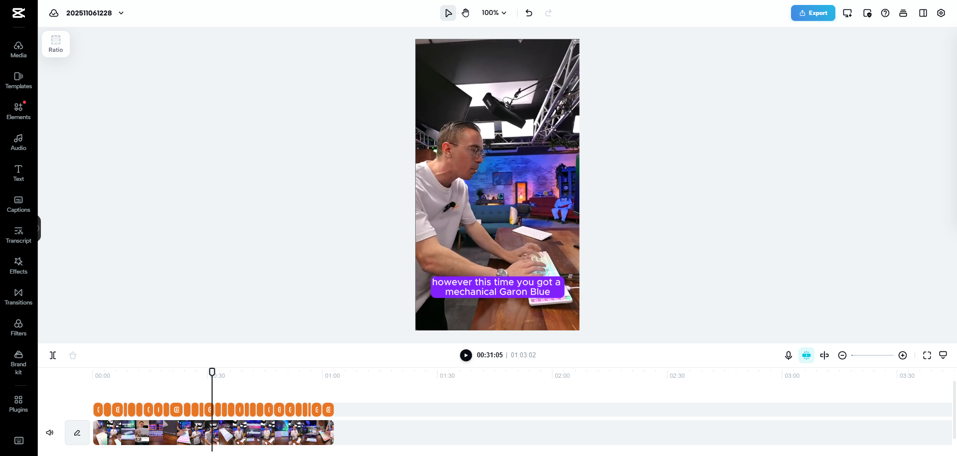 CapCut's online tool generating captions for videos