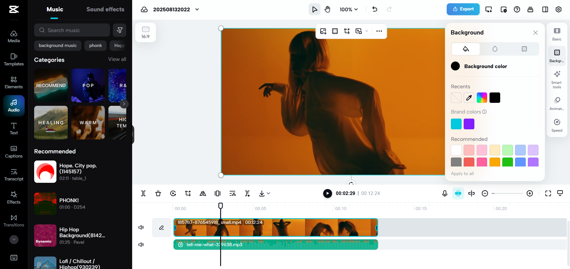 Інтерфейс CapCut Web — простий спосіб редагувати відео з піснями