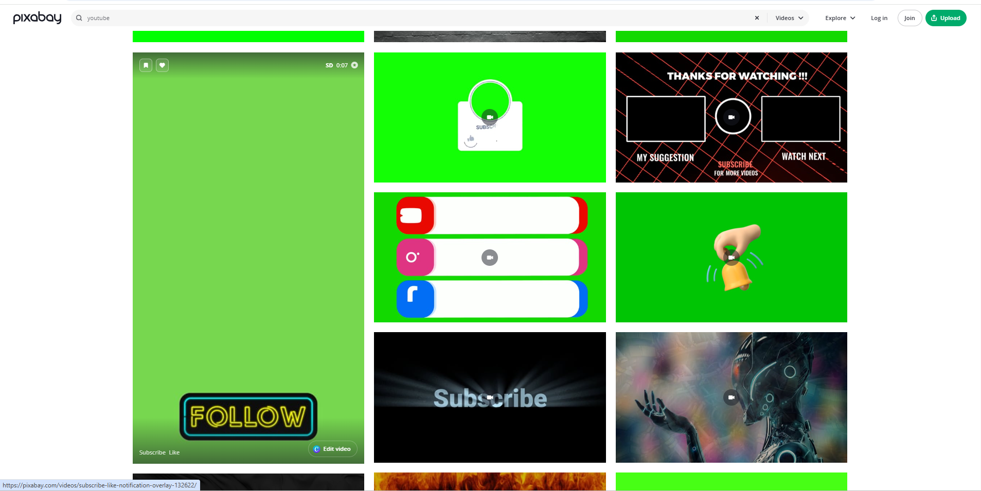Interface of Pixabay - the most liked tool for YouTube Short overlays