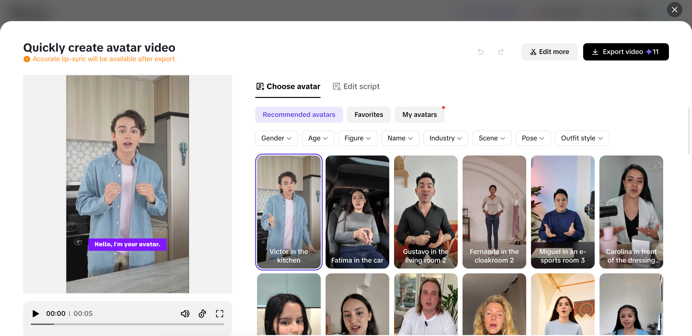 Create avatar videos