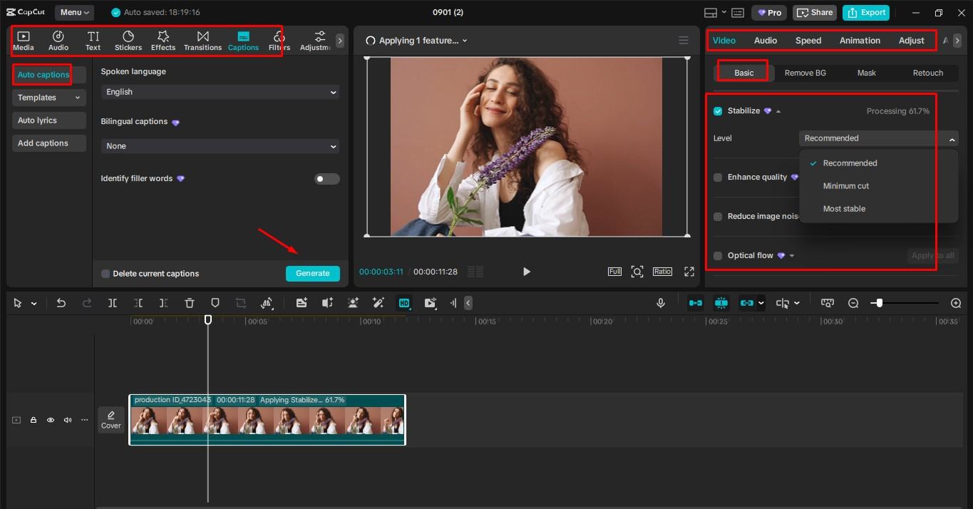 Videó szerkesztése és testreszabása a CapCut asztali videószerkesztőjében