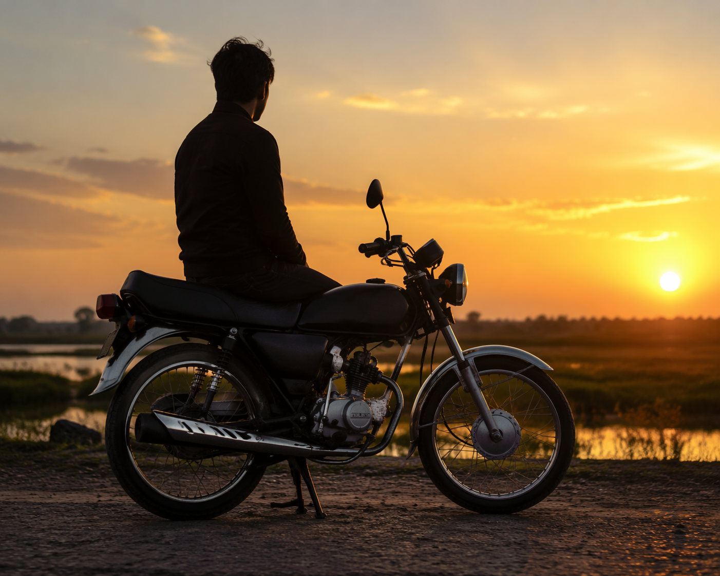 Dreamina Gemini ChatGPT Honda 125 basikal segera contoh 4: Pemandangan Jalan Desa