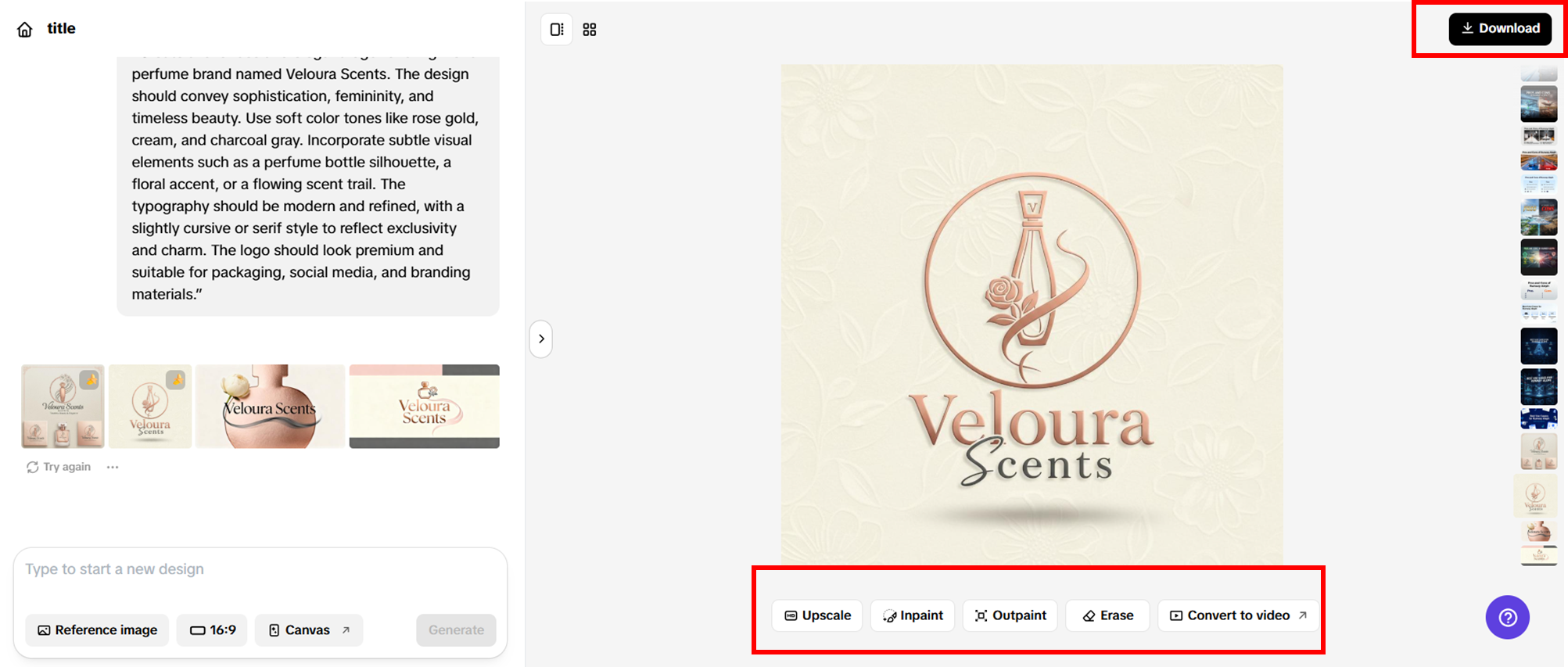 Redigera och ladda ner