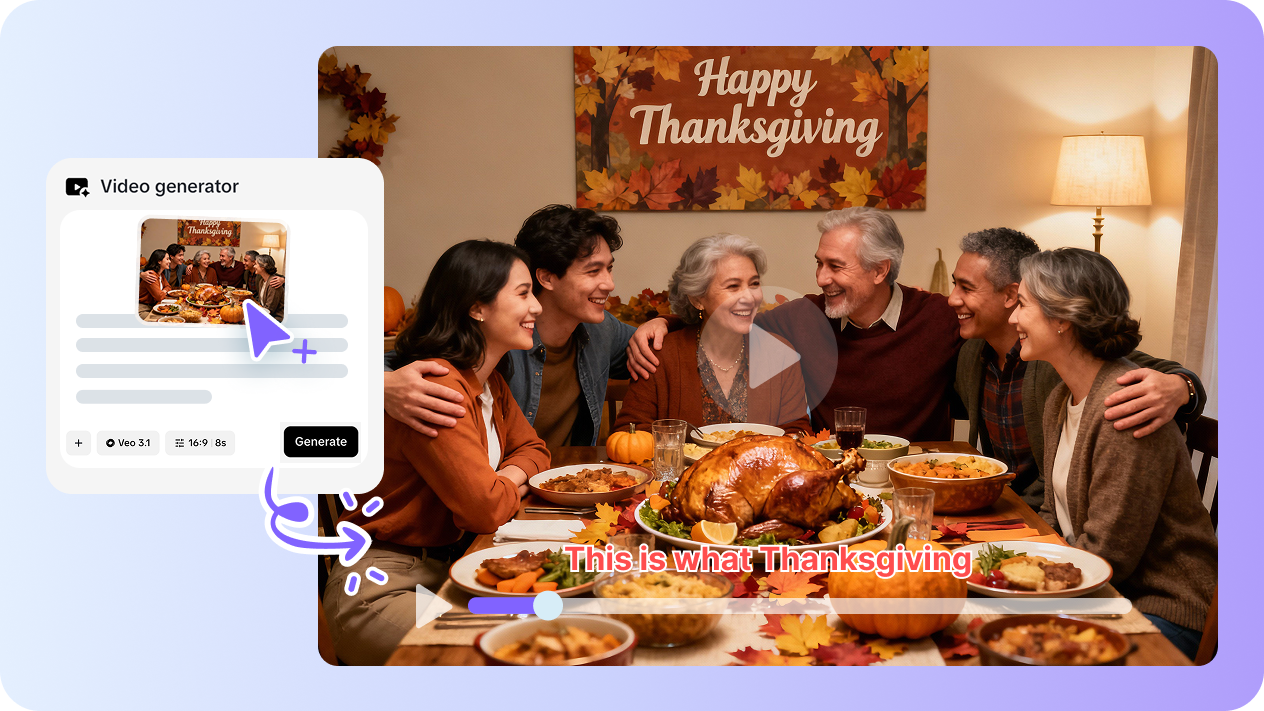 Converting Thanksgiving photo to video with Pippit