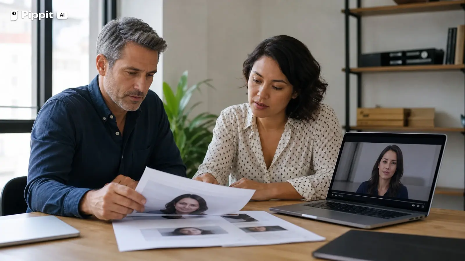 A client and producer review a portrait release before creating a realistic talking photo.