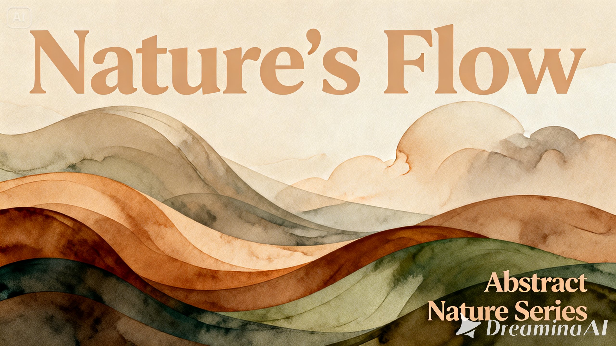 An abstract poster inspired by nature, with soft curves and earthy tones